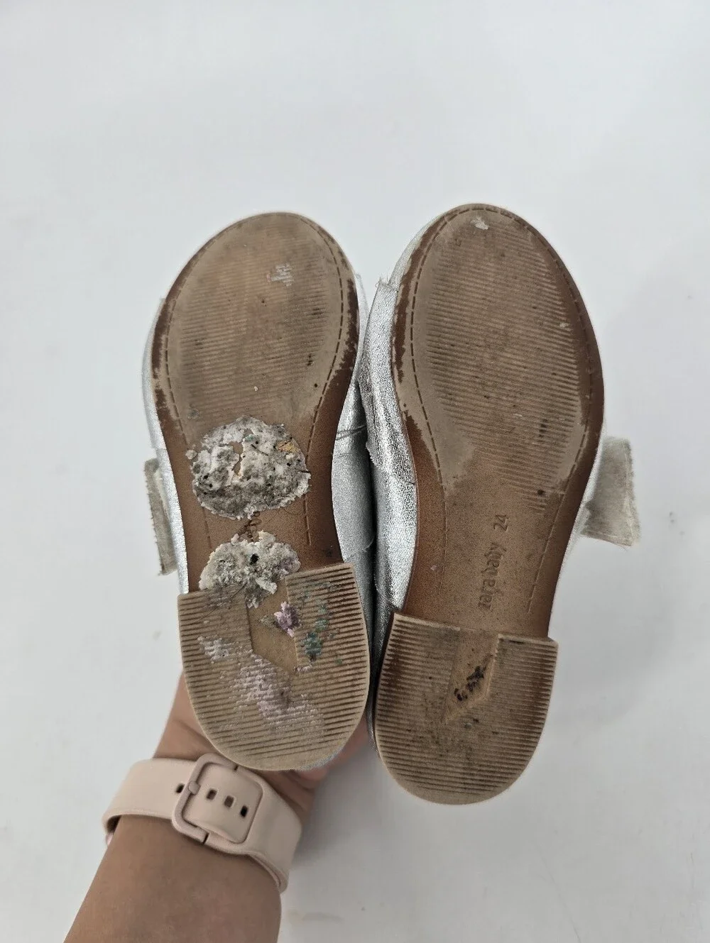Zara Baby Silver Dress Flats Mary Jane Knot Size 24 US Size 8